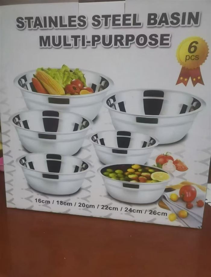 Stainless steel sets 6 pcs sets size 16cm-26cm cartons